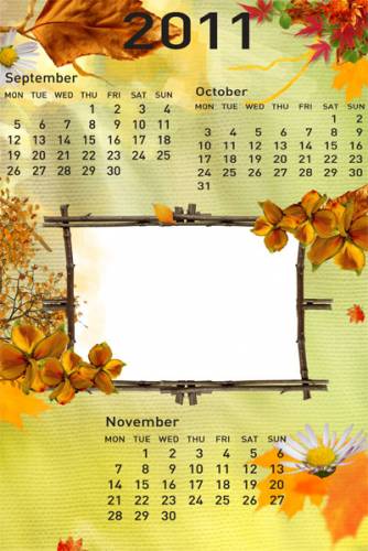 Рамка для фото - Осенняя Календарь на 3 месяца